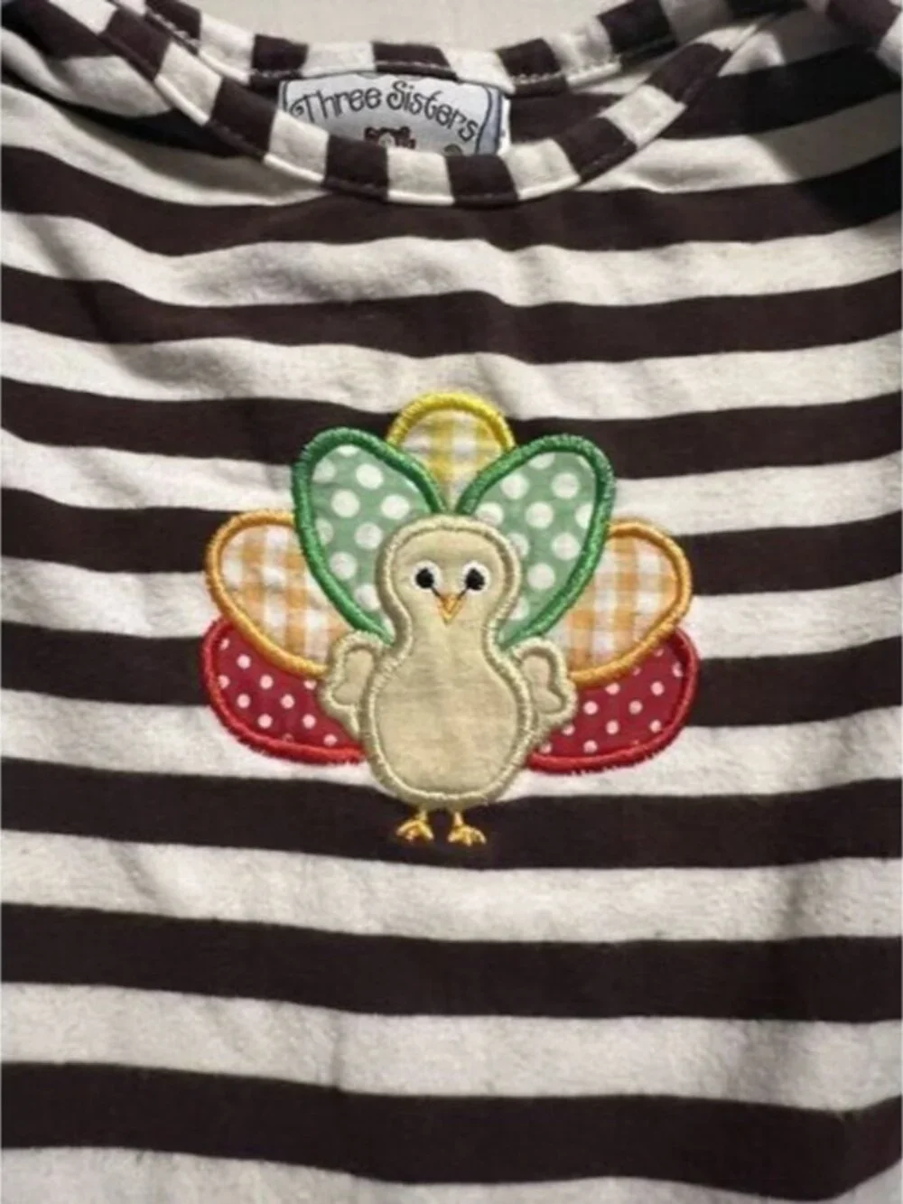 Three Sisters Baby‎ Girl 9M Coverall Thanksgiving Turkey Appliqué Outfit